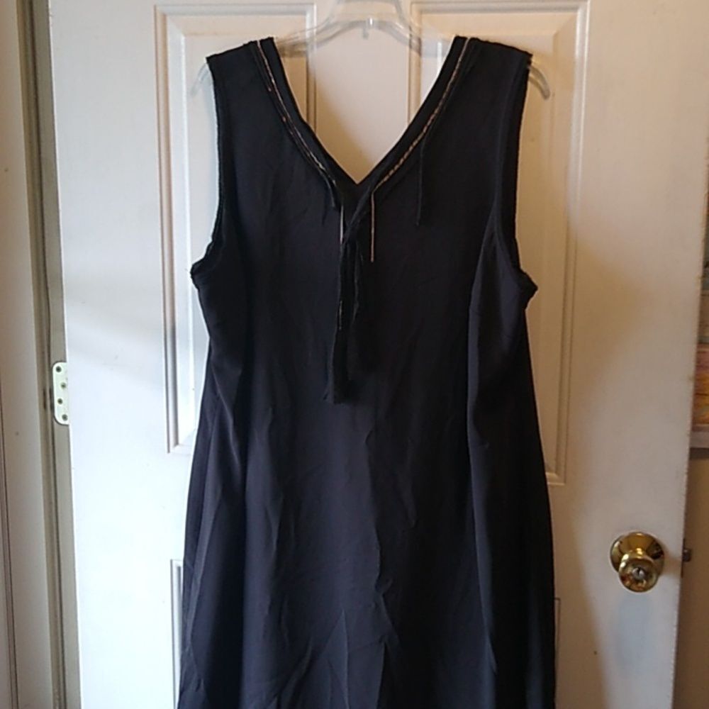 Simply Vera Vera Wang Black Sleeveless Dress with Sequin Detail Women's 2X Midi